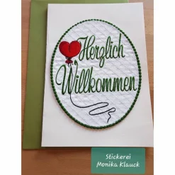 Einladungskarte "Herzlich Willkommen" mit Herzluftballon