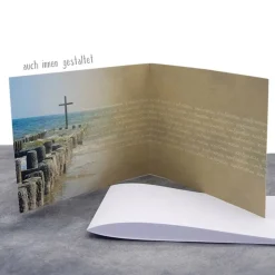 Einladungskarte Konfirmation, Kommunion, Firmung – Kreuz im Meer, Kraftpapieroptik