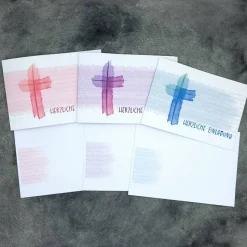 Einladungskarte Konfirmation, Kommunion & Firmung – Aquarell-Kreuz, personalisierbar