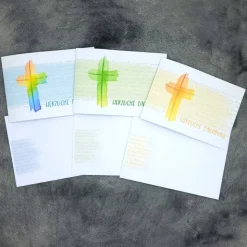 Einladungskarte Konfirmation, Kommunion & Firmung – Aquarell-Kreuz, personalisierbar