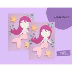 Einladungskarte Meerjungfrau Bastelet | Meerjungfrau Geburtstag | Einladung Kindergeburtstag Meerjungfrau