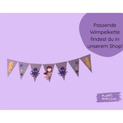 Einladungskarte Meerjungfrau Bastelet | Meerjungfrau Geburtstag | Einladung Kindergeburtstag Meerjungfrau