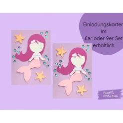 Einladungskarte Meerjungfrau Bastelet | Meerjungfrau Geburtstag | Einladung Kindergeburtstag Meerjungfrau