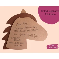 Einladungskarte Pferd Bastelset | Pferdegeburtstag oder Pferdeparty | Einladungskarte Pferd |  Einladungskarte basteln