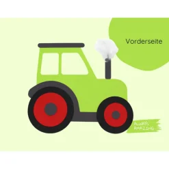 Einladungskarte Traktor Bastelset | Traktor Einladungskarten | grüner Traktor | Traktor zum basteln | Traktor Mottoparty