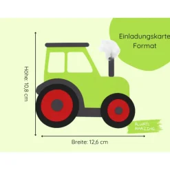Einladungskarte Traktor Bastelset | Traktor Einladungskarten | grüner Traktor | Traktor zum basteln | Traktor Mottoparty