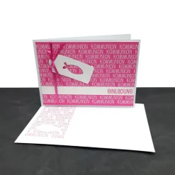 Einladungskarte zur Kommunion, Konfirmation & Firmung – Farbenfroh, individuell & mit Fisch-Anhänger