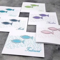 Einladungskarte zur Taufe Fische