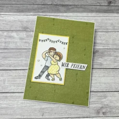 Einladungskarten Geburtstag etc. Einladung „Wir feiern“ Party Tanzen tanzendes Paar Anlass Karten Handmade Stampin‘ Up!