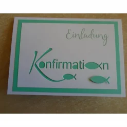 Einladungskarten  Konfirmation Einladungskarte Fisch Einladung Einladungen Mädchen Junge Grußkarte Konfirmation