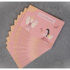 Einladungskarten "Leuchtendrosa" Feen Schmetterling Party Kindergeburtstag