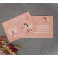 Einladungskarten "Leuchtendrosa" Feen Schmetterling Party Kindergeburtstag