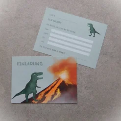 Einladungskarten "Vulkansteingrün" Dino Party Kindergeburtstag