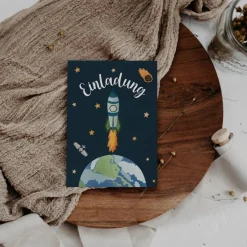 Einladungskarten Weltall Kindergeburtstag - Kindergeburtstagseinladung Space-Party - Einladung zum Kindergeburtstag
