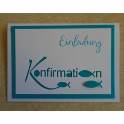 Einladungskarten zur Konfirmation Einladungskarte Fisch Einladung Einladungen Junge Grußkarte Konfirmationskarte