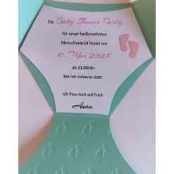 Einladungskarte/Windelkarte zur Taufe, Babyparty, Babyshower