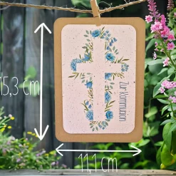 Einpflanzbare Kommunionskarte aus Samenpapier | nachhaltige Geschenke zur Kommunion | Grußkarte für Kommunionskinder