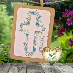 Einpflanzbare Kommunionskarte aus Samenpapier | nachhaltige Geschenke zur Kommunion | Grußkarte für Kommunionskinder