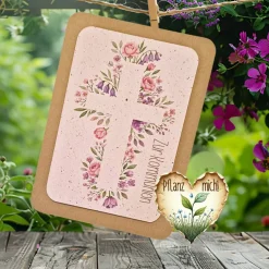 Einpflanzbare Kommunionskarte aus Samenpapier | nachhaltige Geschenke zur Kommunion | Grußkarte für Kommunionskinder