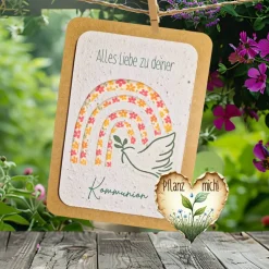 Einpflanzbare Kommunionskarte aus Samenpapier | nachhaltige Geschenke zur Kommunion | Grußkarte für Kommunionskinder