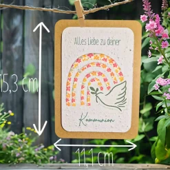 Einpflanzbare Kommunionskarte aus Samenpapier | nachhaltige Geschenke zur Kommunion | Grußkarte für Kommunionskinder