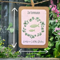 Einpflanzbare Kommunionskarte aus Samenpapier | nachhaltige Geschenke zur Kommunion | Grußkarte für Kommunionskinder