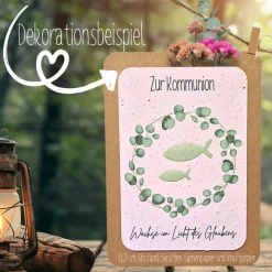 Einpflanzbare Kommunionskarte aus Samenpapier | nachhaltige Geschenke zur Kommunion | Grußkarte für Kommunionskinder
