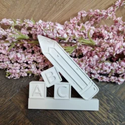 Einschieber "Stift mit ABC" mit kleinem Halter aus Keraflott gegossen