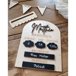 Einschulung Deko - Beschriftbare Tafel für Schulkind | Schulanfang | Erinnerung an die Schulzeit | Geschenk Einschulung,
