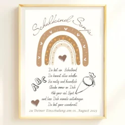 Einschulung Geschenk personalisiert Wünsche Mutmacher | Poster Urkunde zum Schulanfang | Geschenkidee erster Schultag