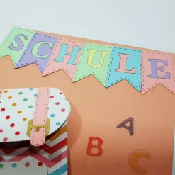 Einschulung Grußkarte Geldfach Schultasche ABC Glückwunschkarte