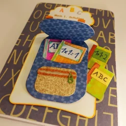 Einschulung Grußkarte Jungen Geldfach Schultasche ABC Glückwunschkarte
