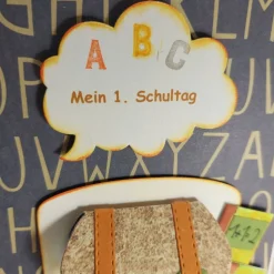 Einschulung Grußkarte Jungen Geldfach Schultasche ABC Glückwunschkarte