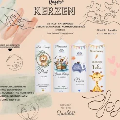 Einschulungskerze, individuell gestaltete Kerze für die Einschulung | erster Schultag, Schulanfang, Schultüte