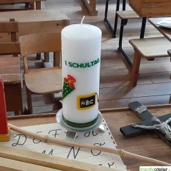 Einschulungskerze personalisierbar mit Tafel und Schultüte, Kerze zur Einschulung, Kerze erster Schultag