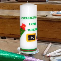 Einschulungskerze personalisierbar mit Tafel und Schultüte, Kerze zur Einschulung, Kerze erster Schultag
