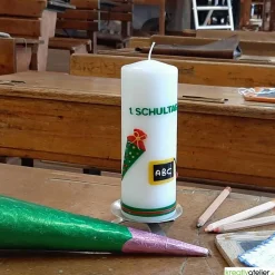 Einschulungskerze personalisierbar mit Tafel und Schultüte, Kerze zur Einschulung, Kerze erster Schultag