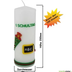 Einschulungskerze personalisierbar mit Tafel und Schultüte, Kerze zur Einschulung, Kerze erster Schultag