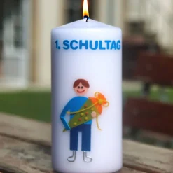 Einschulungskerze personalisierbar mit i-Dötzchen und Schultüte, Kerze Einschulung, Kerze erster Schultag