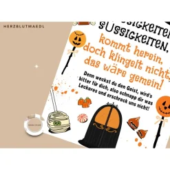 Einzigartige Halloween Dekoration - Türschild mit Gespenst, Kürbis | Gruselige Halloween Haus Deko - Print DIN A4 | Kind