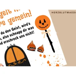 Einzigartige Halloween Dekoration - Türschild mit Gespenst, Kürbis | Gruselige Halloween Haus Deko - Print DIN A4 | Kind