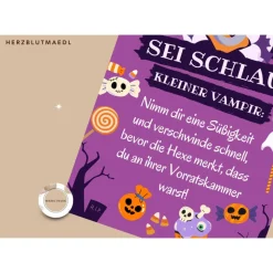 Einzigartige Halloween Haus Deko – Türschild mit Vampir Motiv in DIN A4 als Print | Kinder -Halloweenparty