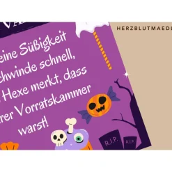 Einzigartige Halloween Haus Deko – Türschild mit Vampir Motiv in DIN A4 als Print | Kinder -Halloweenparty