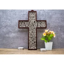 Einzigartige Holz-Kreuze mit "Vater Unser" – Zeitloses religiöses Kunstwerk für dein Zuhause