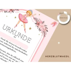 Einzigartige Urkunden für Kinder - Tanz Zertifikat - Gastgeschenk Ballett Mädchen