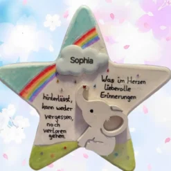 Einzigartiger Elefanten-Trauerstein mit Sternenzauber