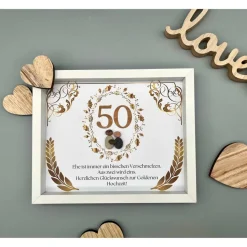 Einzigartiges Geschenk | Custom Wandbild goldene Hochzeit personalisierbar | Geschenk goldene Hochzeit | Liebe | 50. Jah