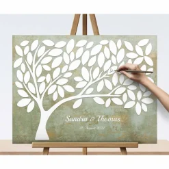 Einzigartiges Gästebuch Hochzeit Leinwand Hochzeitsbaum, individuell & kreativ zeitloser personalisiert