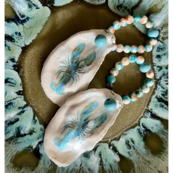 Einzigartiges Set Serviettenhalter aus Austern & Achaten – Handgefertigte Unikate als Geschenk