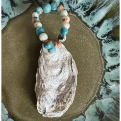 Einzigartiges Set Serviettenhalter aus Austern & Achaten – Handgefertigte Unikate als Geschenk